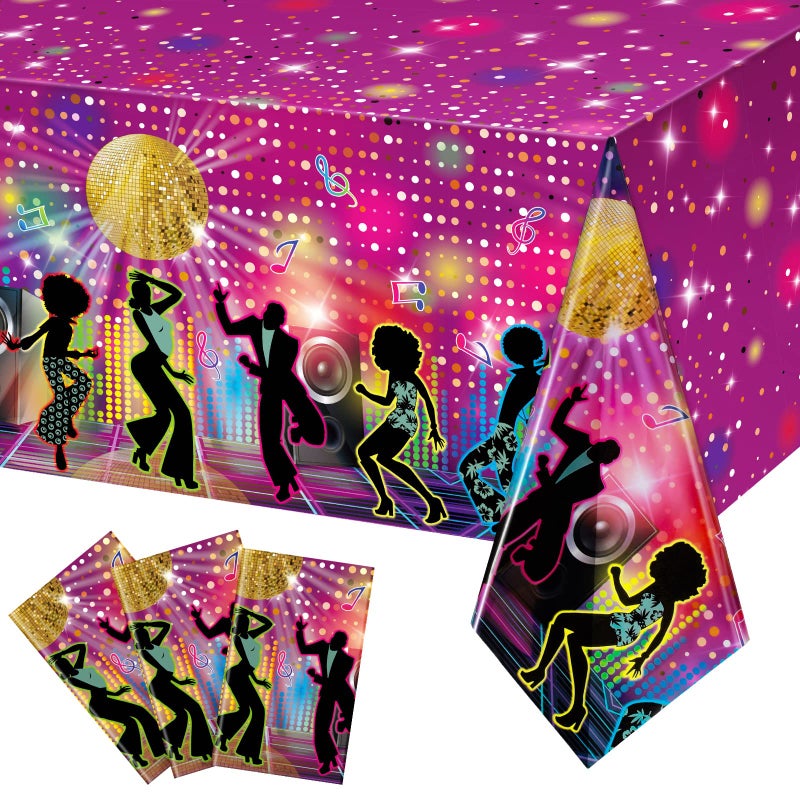 Moukeren Disco Plastic Party Tablecloth 70's Party Table Cover 70s Birthday Party Supplies The 70s Party Decoration Throwback for Dining Room Kitchen  54 x 108 Inch (3) - Image 1